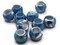 10 17mm Large Hole Macrame Blue Marbleized Round Plastic Beads